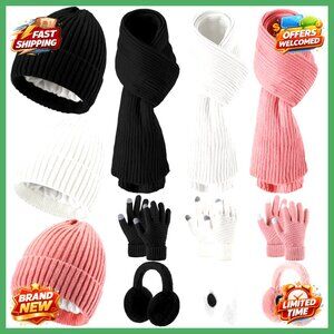 12-Piece Winter Set: Fleece-Lined Hats, Knit Scarves, Touchscreen Gloves,